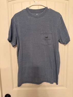 Southern Marsh Heather Slate Blue Short Sleeve Pocket Tee with Duck Logo